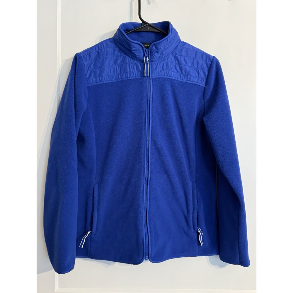 Talbots Petites Royal Blue Polar Fleece Zipper Jacket Long Sleeve Sz M